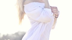 Light woman blondes long hair portraits Julia