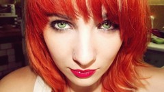 Light woman colors green eyes red lipstick redheads