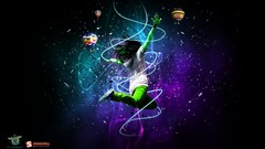 Light woman digital art hot air balloons light trails