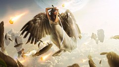 Light woman wings dress flying Swords angels brunettes