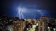 Lightning buildings cities cityscapes