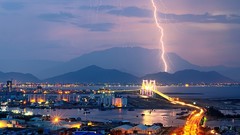 Lightning lights cities