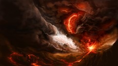 Lightning smoke Volcanoes lava artwork