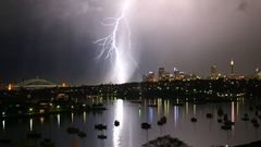 Lightning storm night City