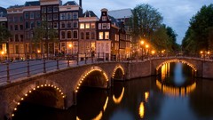 Lights Amsterdam Netherlands Bridges cities