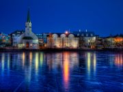 Lights architecture iceland reflections