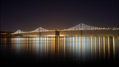 Lights bay Bridges reflections rivers San Rafael Bay Bridge