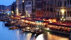 Lights Boats evening cafe Italy venice House canal