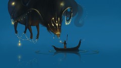 Lights Boats Monsters lakes reflections ripples creatures 