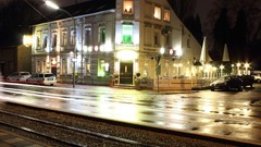 Lights cafe street restaurant night sky