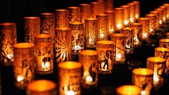 Lights Candles golden ornaments decorations depth of field