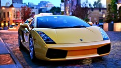 Lights cars Lamborghini cityscapes