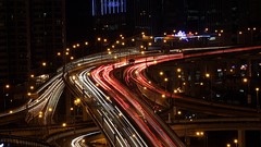 Lights China Asia Shanghai streets cityscapes long exposure