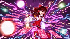 Lights dress red eyes long hair anime girls brunettes hakurei 