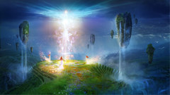 Lights floating grass rocks