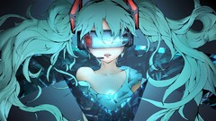 Lights headphones crystals blue hair hatsune miku vocaloid