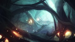 Lights mist forests fantasy art