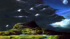 Lights moon artwork rivers