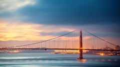 Lights San Francisco Bridges rivers golden gate bridge 
