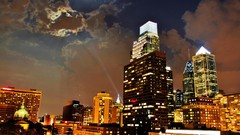 Lights Skyscrapers Philadelphia architecture buildings 