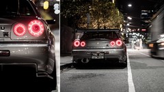 Lights tuning cars stance GTR cities Nissan Skyline R34 GT-R 