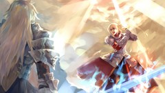 Lights weapons armor Armored saber Swords blondes long hair 