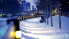 lights winter City Canada night lantern bench