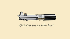Lightsabers parody Rene Magritte