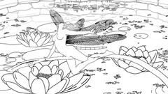 Lilies drawings Dragonflies