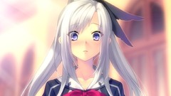 Line blush long hair blue eyes seifuku gray hair game cg Tsubaki