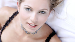 Lingerie blondes woman blue