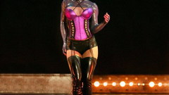 Lingerie leather boots cleavage