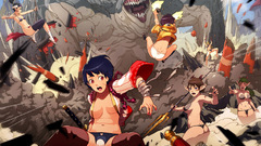 Lingerie Monsters Fighting explosions