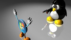 Linux tux microsoft windows