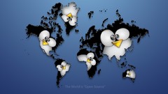 Linux tux Penguins world