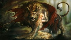 Lions Beauty and the Beast artwork mythical
