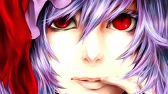 Lips hats Vampires red eyes faces short hair remilia scarlet 