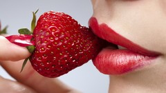 Lips strawberries fruits