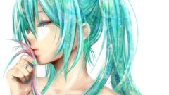 Lips white background faces long hair anime girls closed eyes 