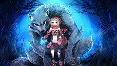 Little Red Riding Hood Anime Wolves red eyes skirts anime girls