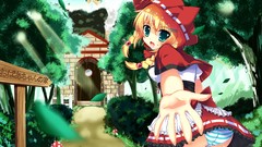 Little Red Riding Hood hats blondes skirts anime girls green 