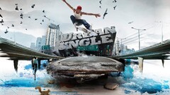 logo urban digital art Men Birds cityscape cyan