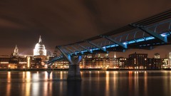 London cities cityscapes millennium bridge St Paul's Cathedral 