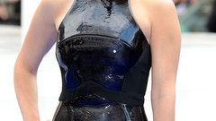 London Men in Black Actress blondes black dress red lipstick 