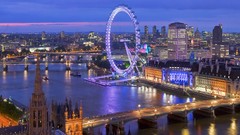London panorama United Kingdom City Lights Bridges London Eye 