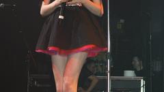 Long dress microphone legs sophie ellis-bextor