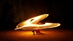 Long exposure fire dancing