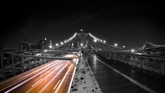 long exposure road Bridge cityscape night traffic new york city