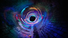 long exposure sewers light painting tunnel digital art wall blue