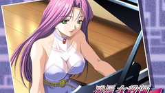 Long eyes Green hair dress com cleavage konachan